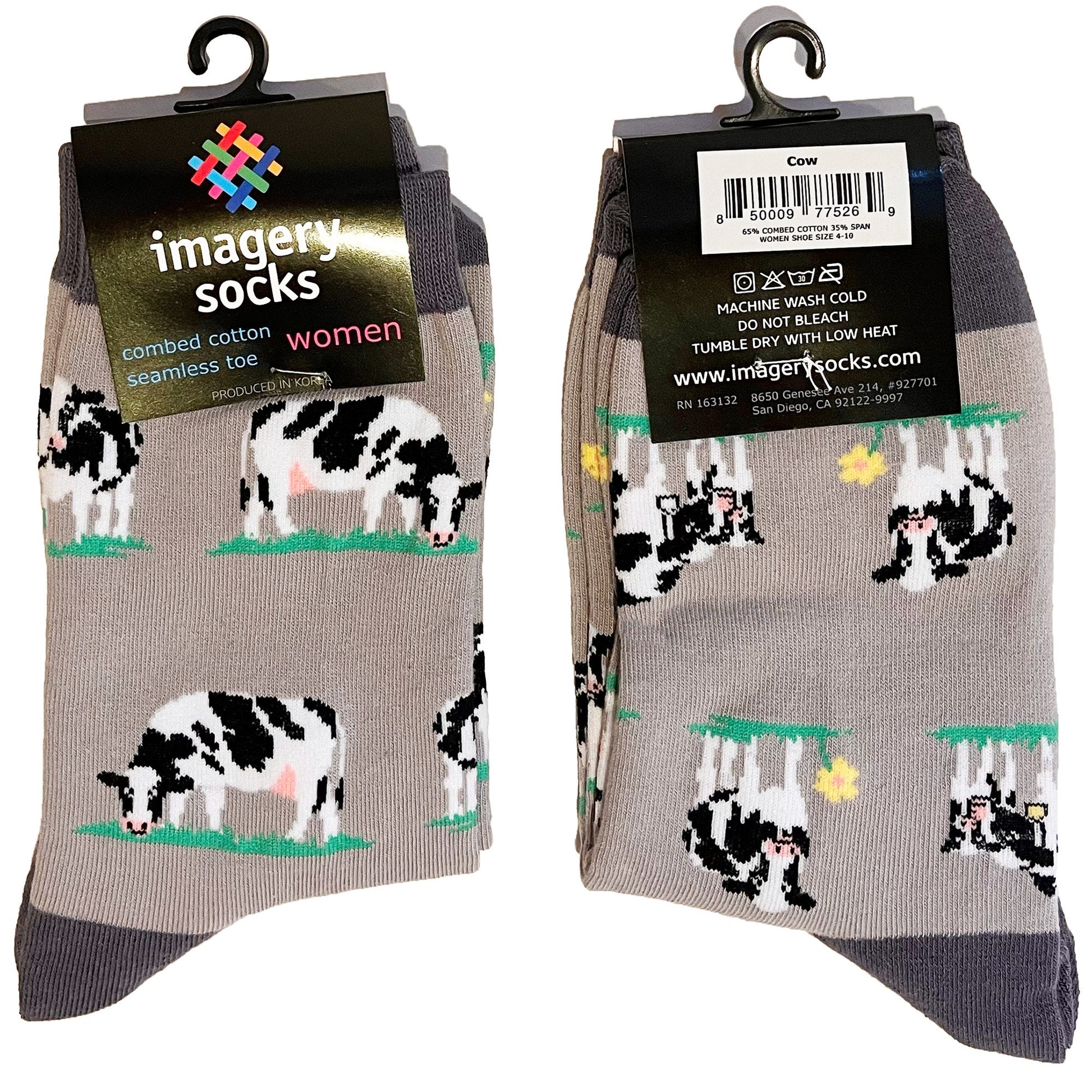 Women's Cows and Flowers Socks - Imagery Socks